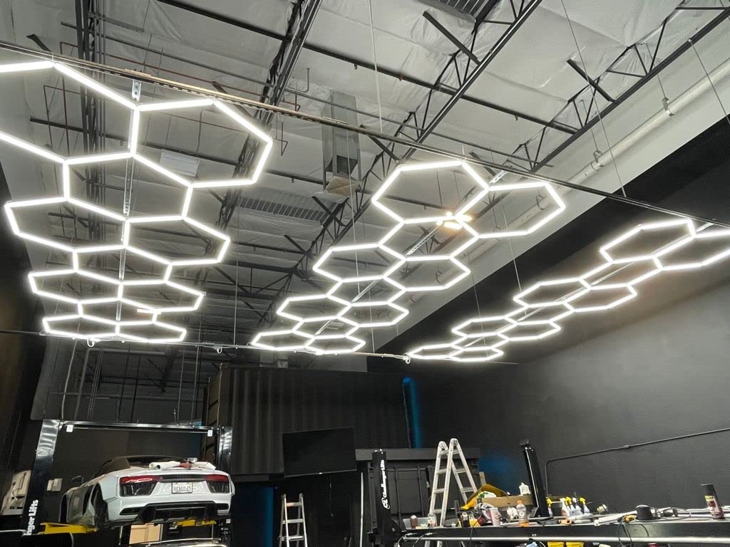 Lampe LED hexagonale en nid d'abeille idéale pour luminaire professionnel ( garage, barber, detailling, salle de sport )
