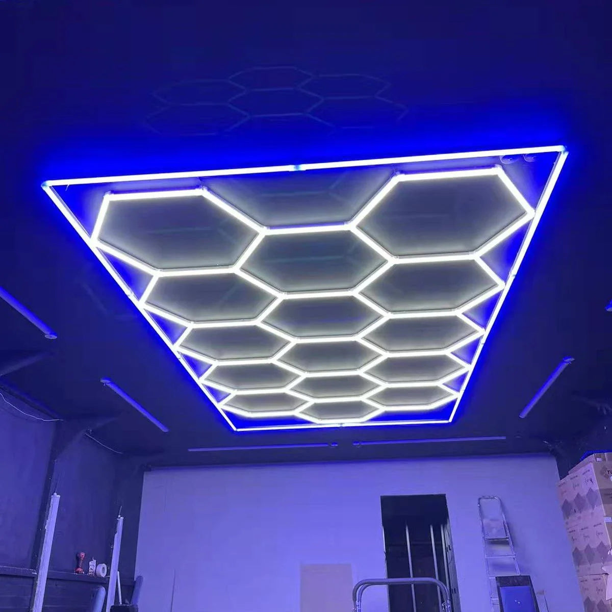 Lampe LED hexagonale en nid d'abeille idéale pour luminaire professionnel ( garage, barber, detailling, salle de sport )